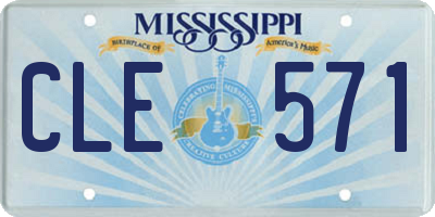 MS license plate CLE571