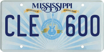 MS license plate CLE600