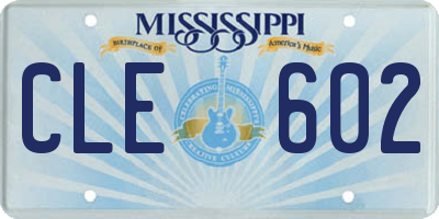 MS license plate CLE602
