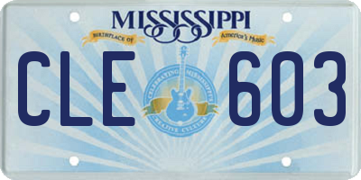 MS license plate CLE603