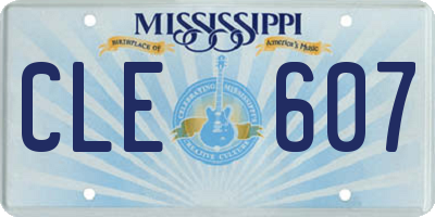 MS license plate CLE607