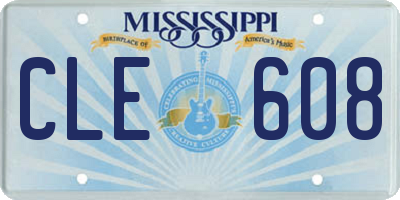MS license plate CLE608