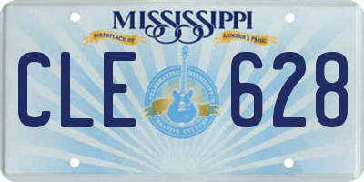MS license plate CLE628
