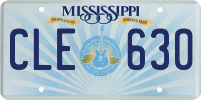 MS license plate CLE630