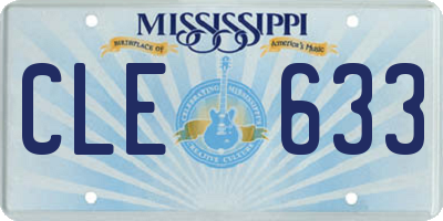 MS license plate CLE633
