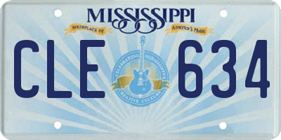MS license plate CLE634