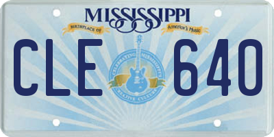 MS license plate CLE640