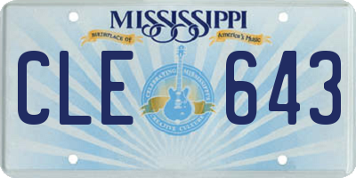 MS license plate CLE643