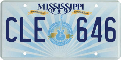 MS license plate CLE646