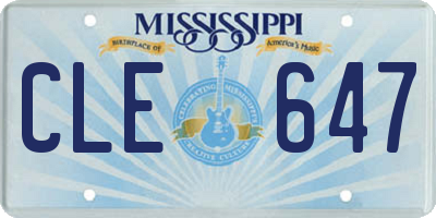 MS license plate CLE647