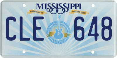MS license plate CLE648