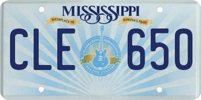 MS license plate CLE650