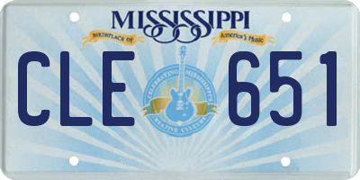 MS license plate CLE651