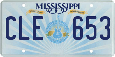 MS license plate CLE653