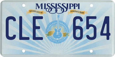 MS license plate CLE654