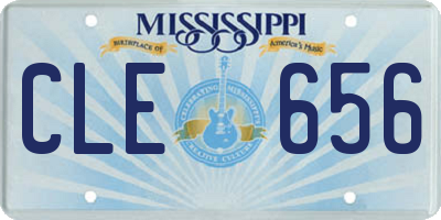 MS license plate CLE656