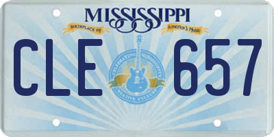 MS license plate CLE657