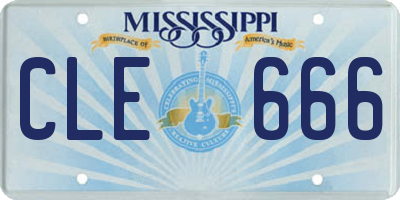 MS license plate CLE666