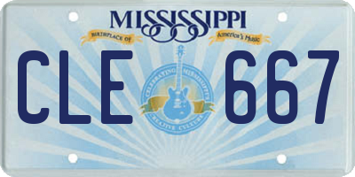 MS license plate CLE667