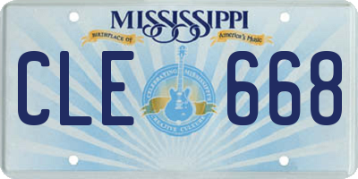 MS license plate CLE668