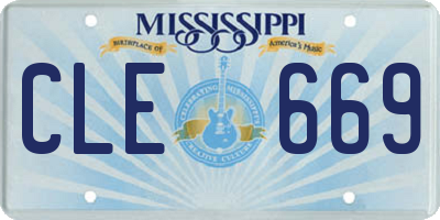 MS license plate CLE669