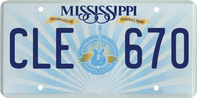 MS license plate CLE670