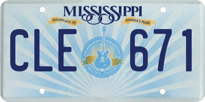 MS license plate CLE671
