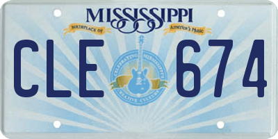 MS license plate CLE674