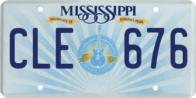MS license plate CLE676
