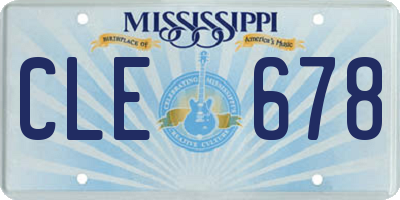 MS license plate CLE678