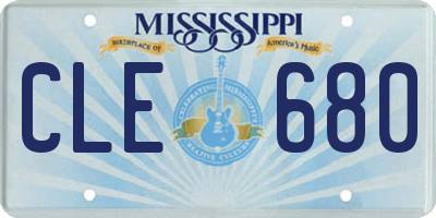 MS license plate CLE680