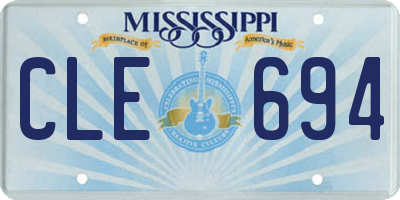 MS license plate CLE694