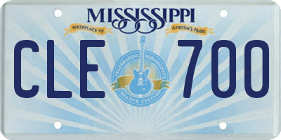 MS license plate CLE700