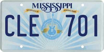 MS license plate CLE701