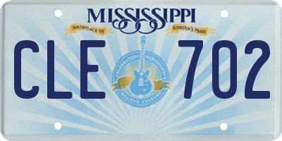 MS license plate CLE702