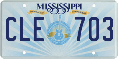 MS license plate CLE703