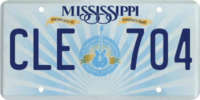 MS license plate CLE704