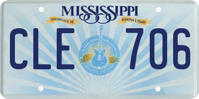 MS license plate CLE706