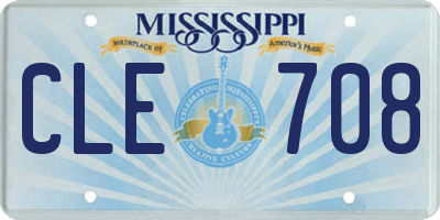 MS license plate CLE708