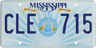 MS license plate CLE715