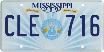 MS license plate CLE716