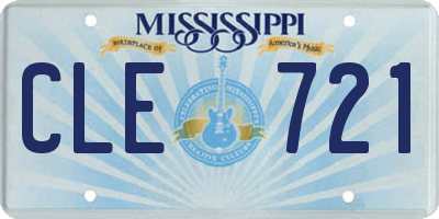 MS license plate CLE721