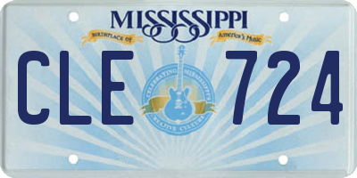 MS license plate CLE724