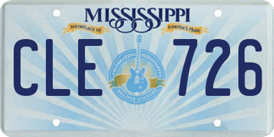 MS license plate CLE726