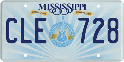 MS license plate CLE728