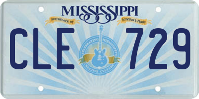 MS license plate CLE729