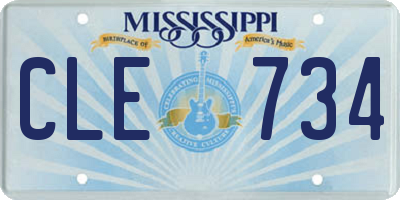 MS license plate CLE734