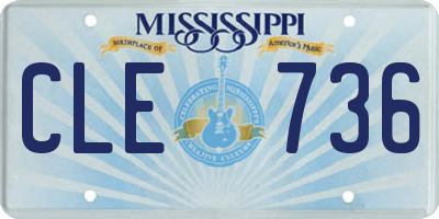 MS license plate CLE736