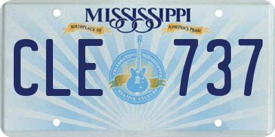 MS license plate CLE737