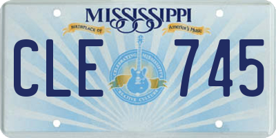 MS license plate CLE745